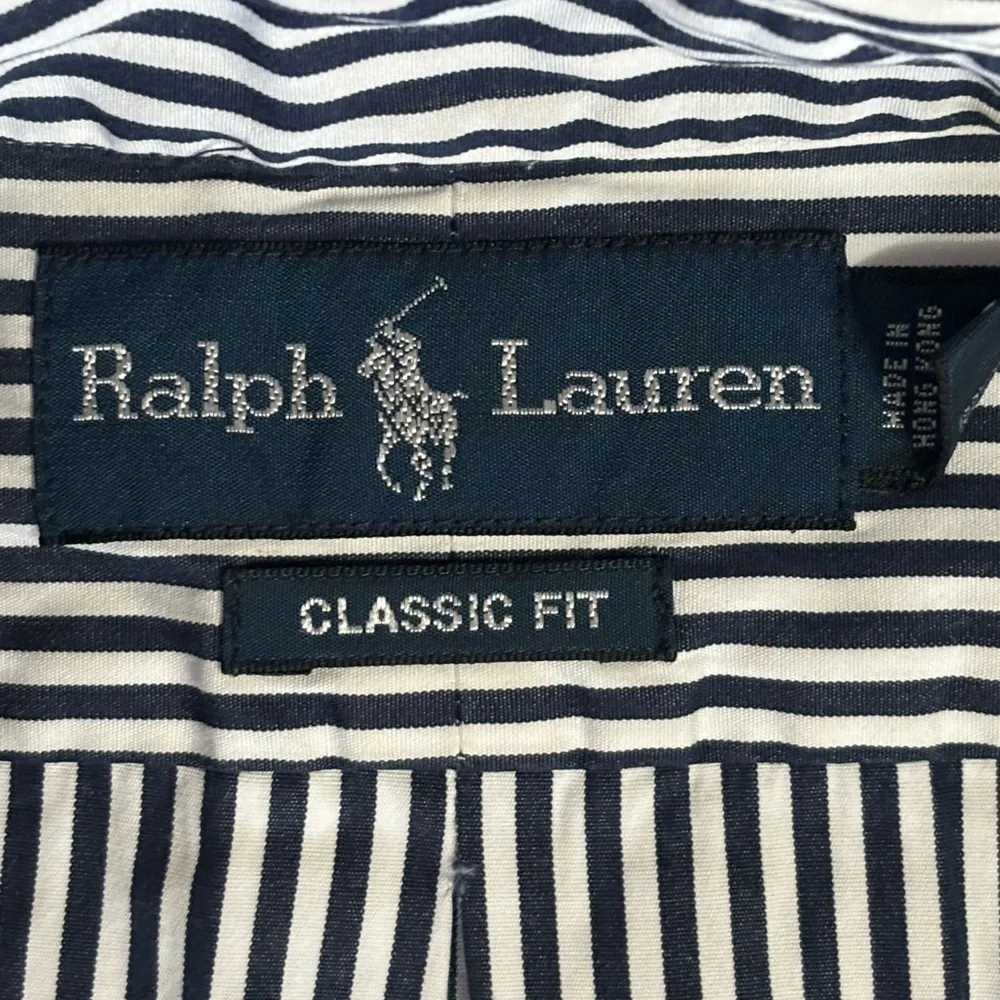 Ralph Lauren Polo Classic Button Up Shirt White Stripe classic fit size …